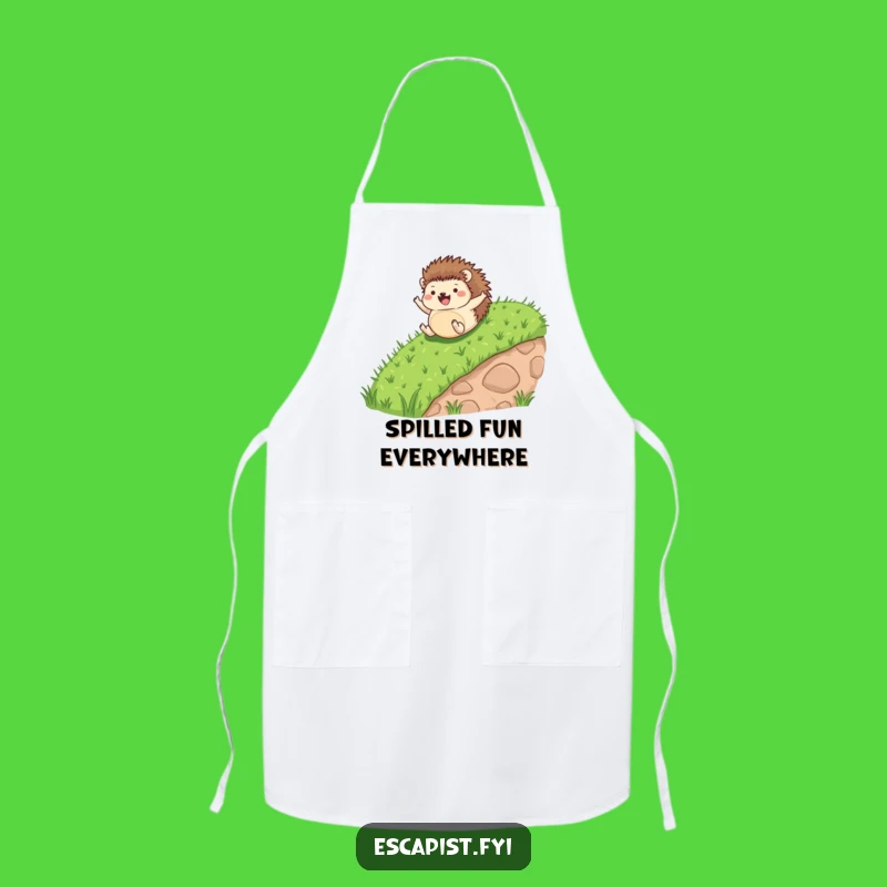 Funny Hedgehog Rolling Joyfully Apron - Hilarious Kitchen Gift for Gardeners