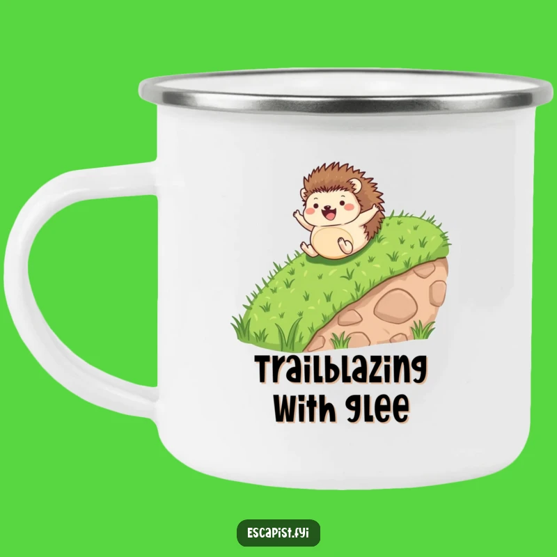 Funny Hedgehog Rolling Joyfully Camping Mug - Hilarious Outdoor Adventure Gift