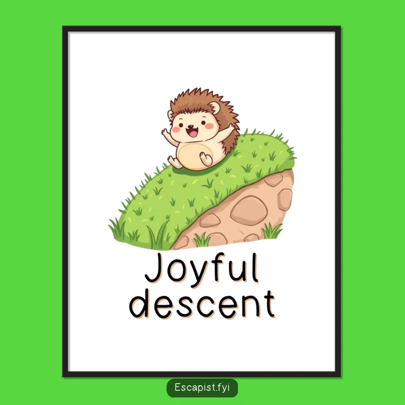 Funny Hedgehog Rolling Joyfully Digital Art - Instant Hilarious Nature Gift