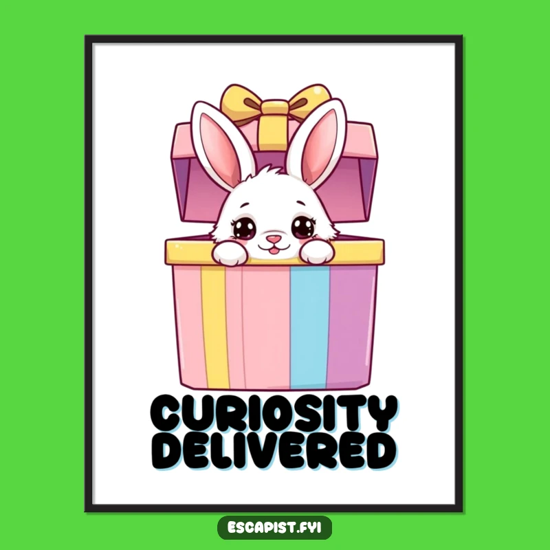 Funny Bunny Gift Box Poster: Charming Wall Art for a Playful and Curious Home