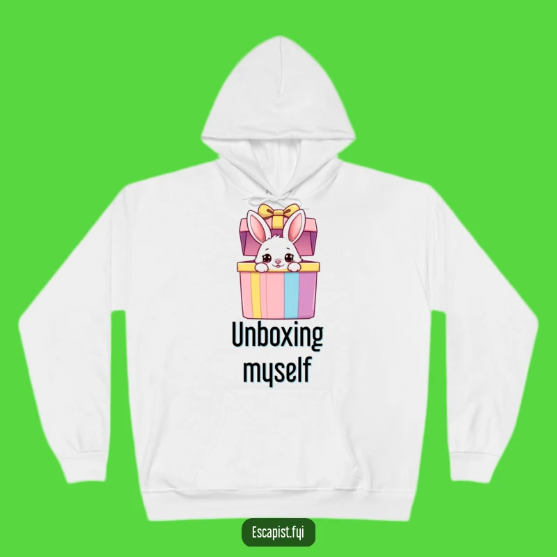 Cozy Funny Bunny Gift Box Hoodie: Snuggle Up with Cute Curiosity and Warmth