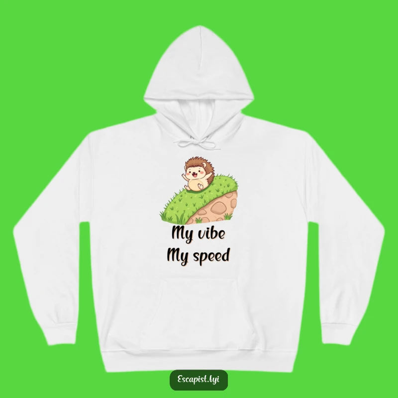 Funny Hedgehog Rolling Joyfully Hoodie - Cozy & Hilarious Gift for Nature Lovers