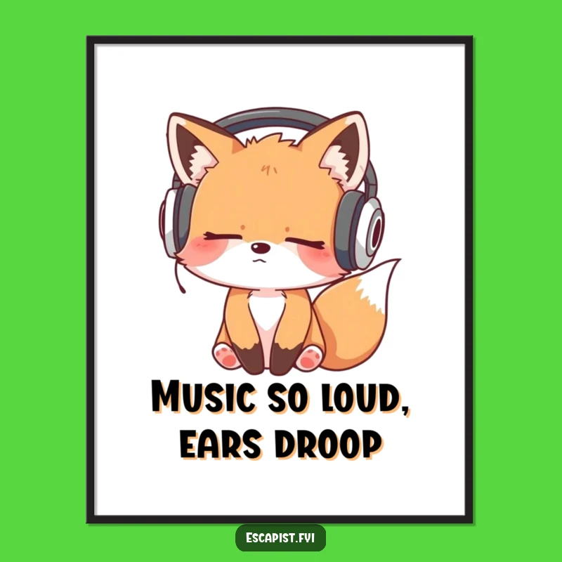 Free Printable Wall Art: Sleepy Fox Music Vibes Downloadable Art for Cozy Vibes