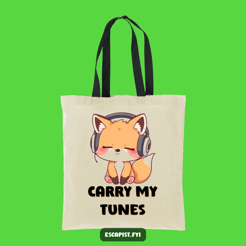Funny Sleepy Fox Headphones Bobbing Tote Bag - Chic & Hilarious Gift for Your Essentials